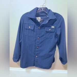 Tough skins vintage denim long sleeve button down embroidered leopard geese‎ L?